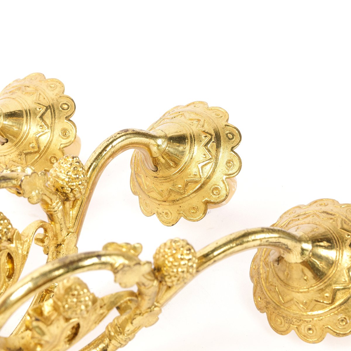 Paire d'Appliques A 3 Lumieres En Bronze de style Neogotique-photo-3