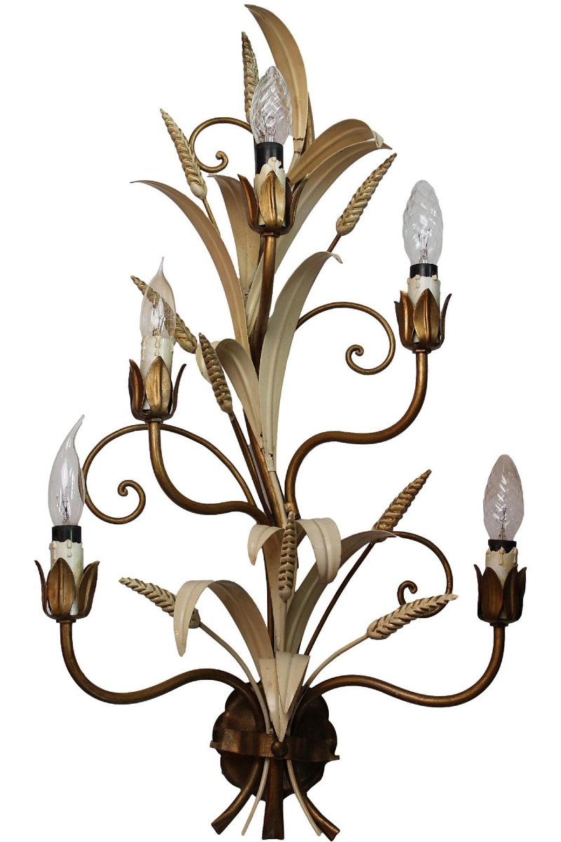 Pair Of 5-lights Painted Metal Wall Sconces-photo-2