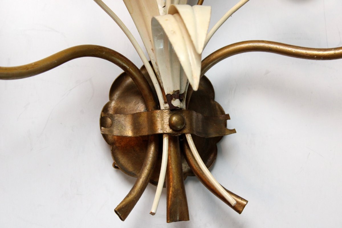 Pair Of 5-lights Painted Metal Wall Sconces-photo-3