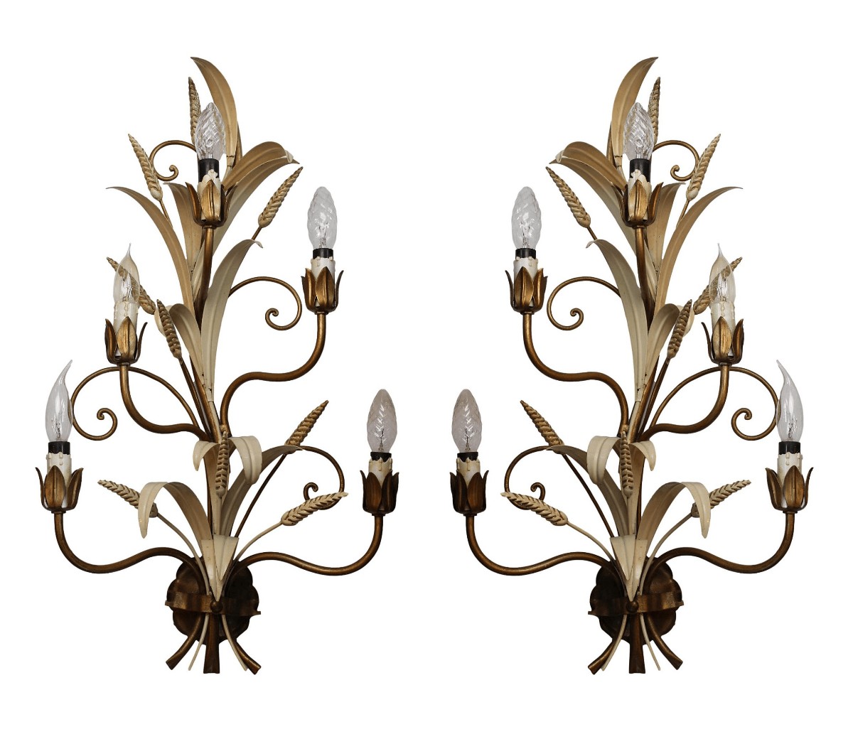 Pair Of 5-lights Painted Metal Wall Sconces