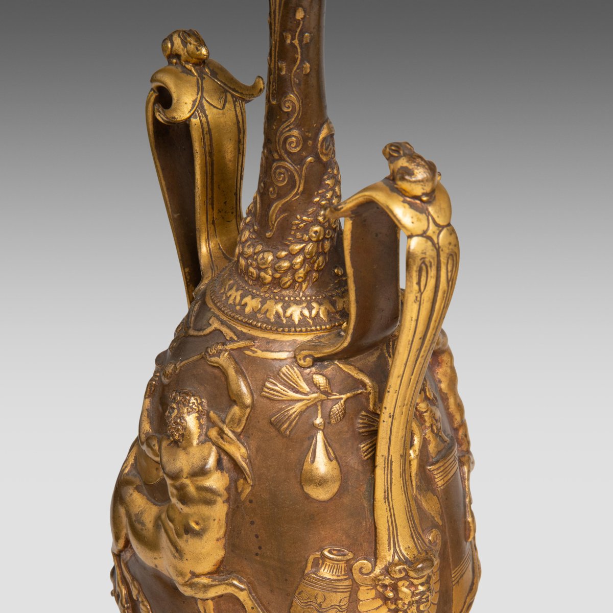 Pair Of Gilt Bronze And Patinated Candlesticks, 19th Century, Signed Ferdinand Levillain-photo-2