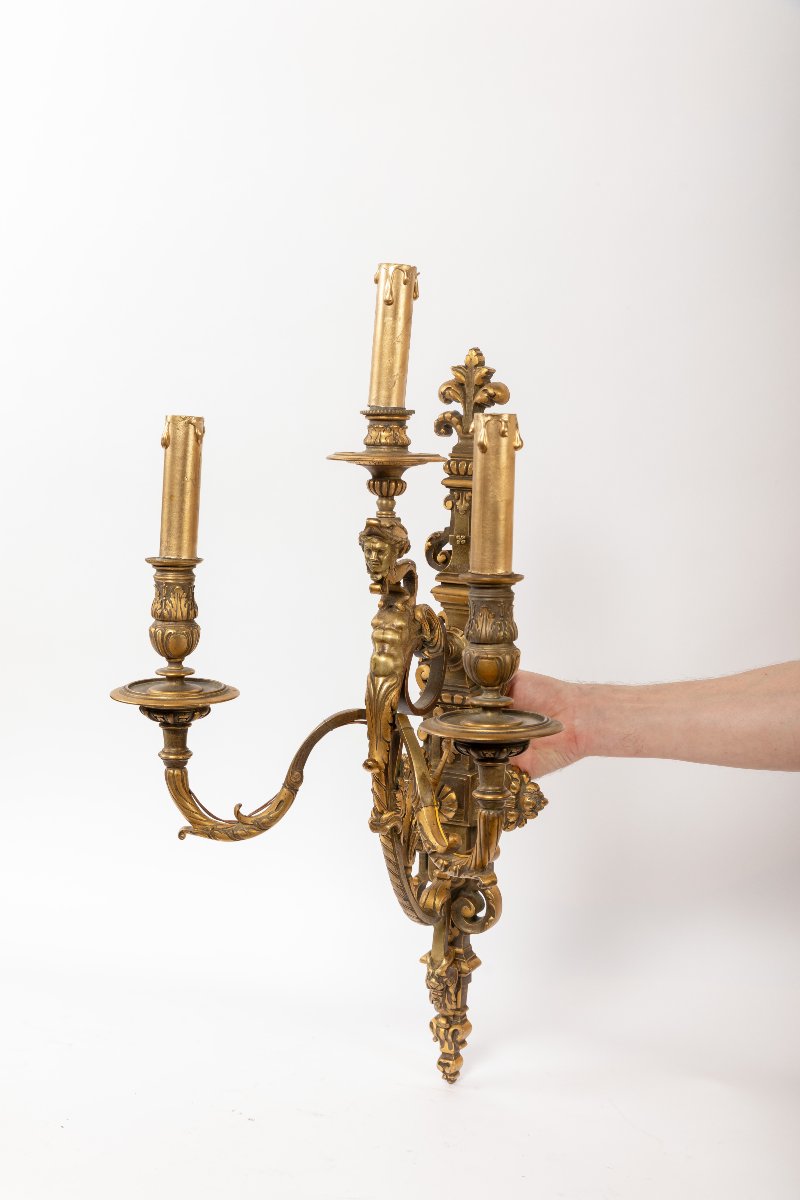 19th Century Bronze Wall Sconce From The Napoleon III Period-photo-2