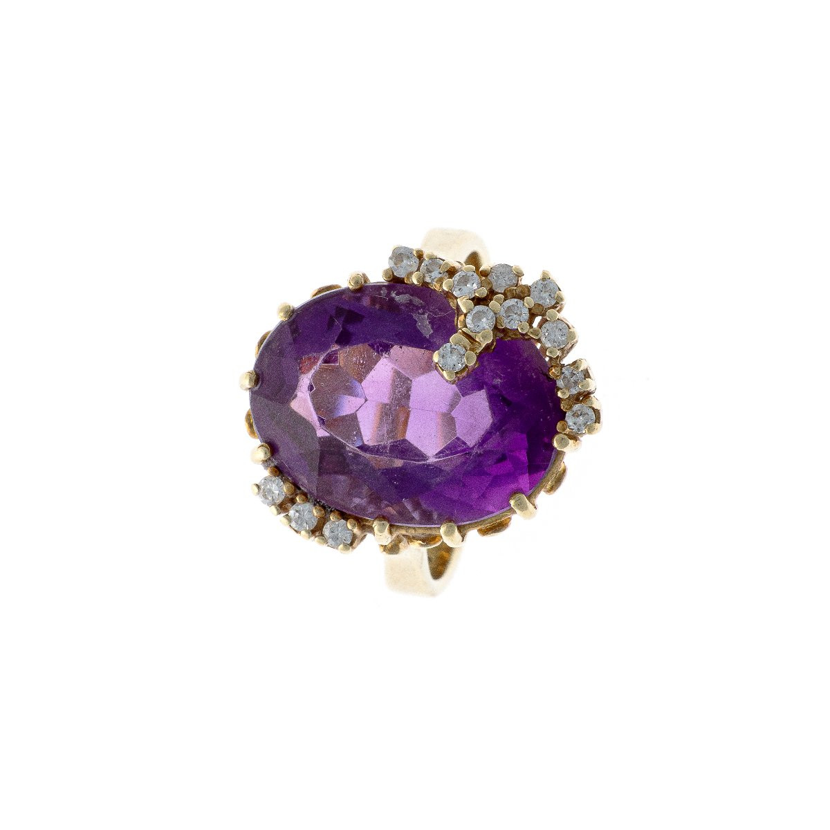 Bague en or 14k avec diamants et améthyste-photo-3