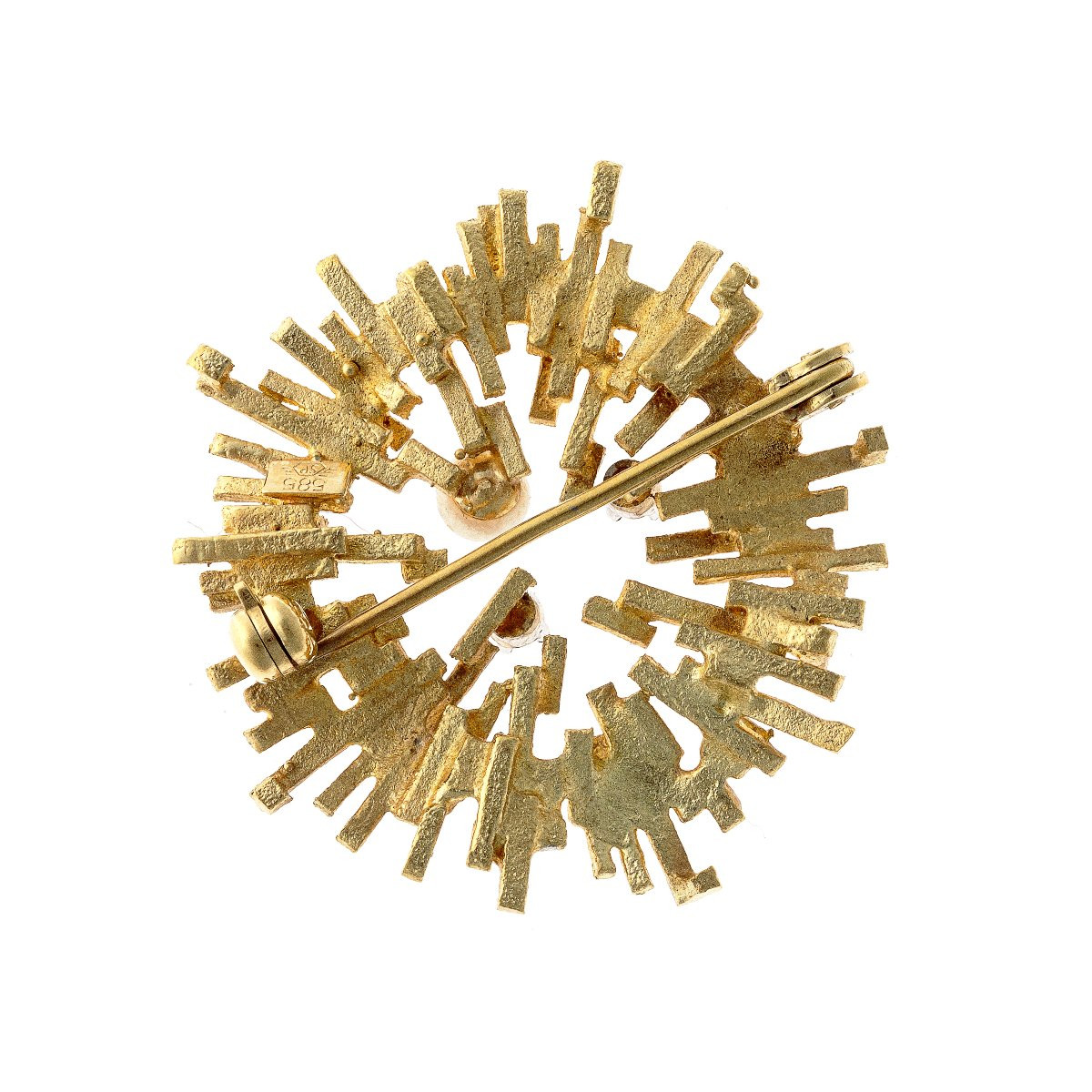 Broche en or 14k ornée de diamants et d'une perle-photo-2