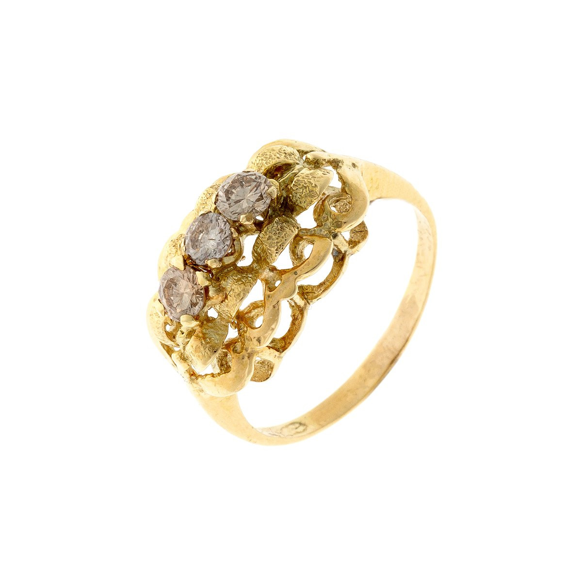 Bague en or 14k sertie de trois diamants-photo-4