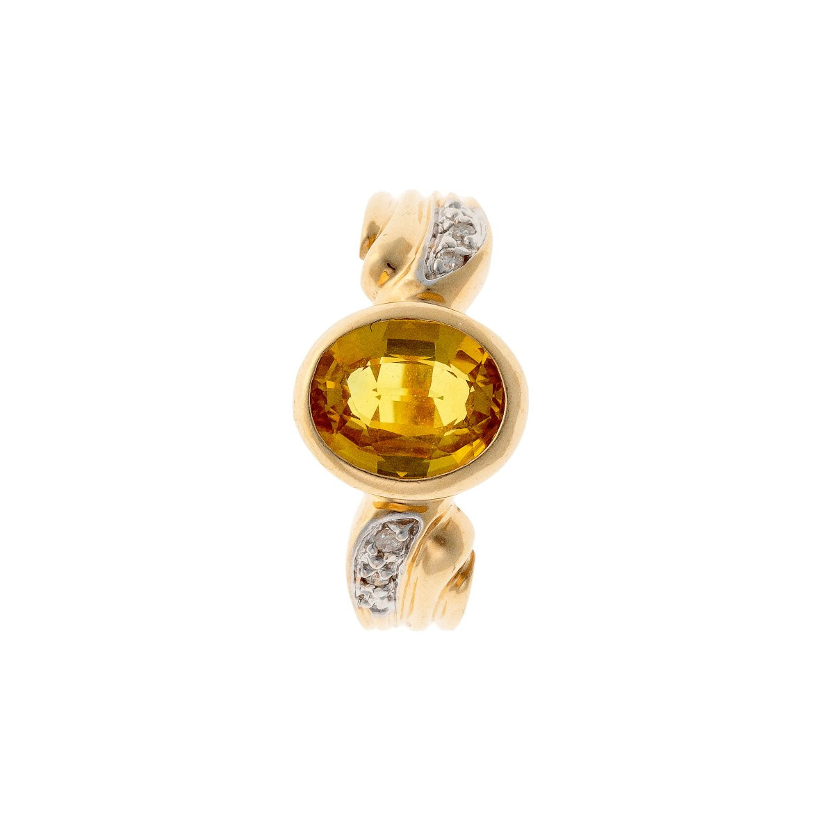 Ring In 14k Gold With Diamonds And Yellow Sapphire-photo-2