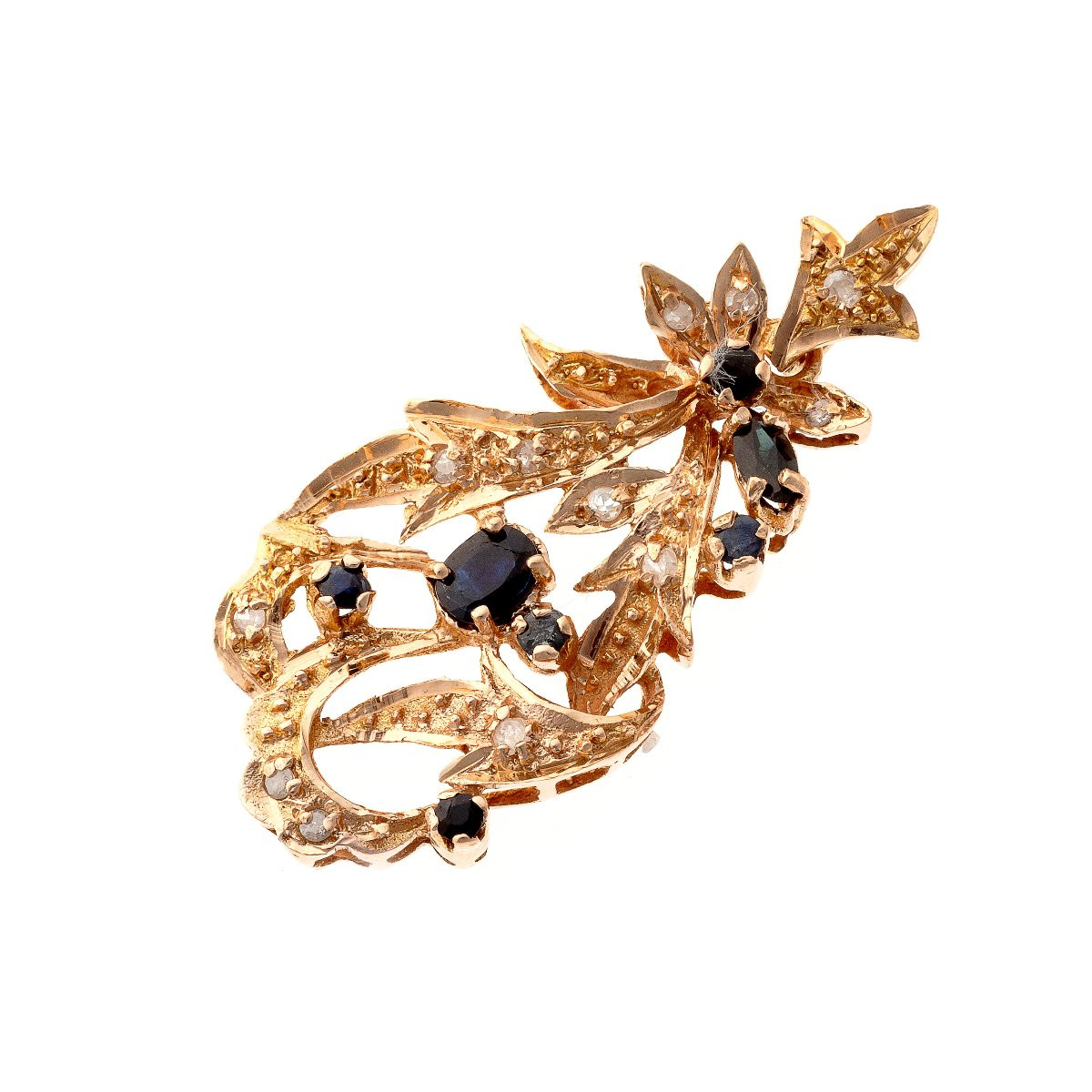 9k Gold Pendant Set With Diamonds And Sapphires-photo-2