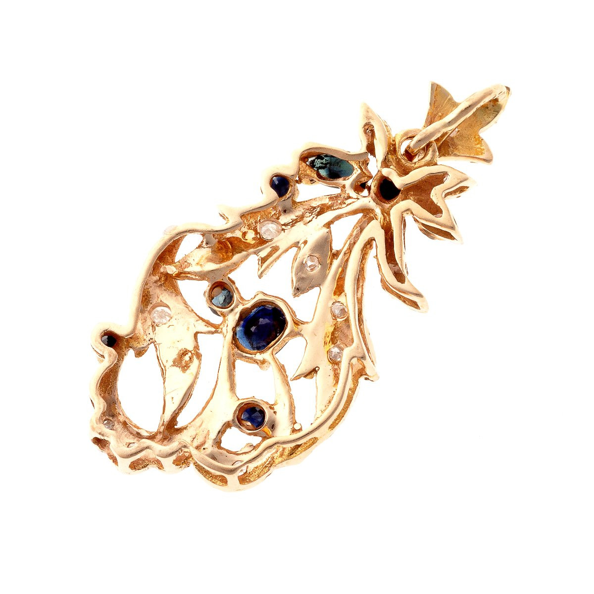 9k Gold Pendant Set With Diamonds And Sapphires-photo-3