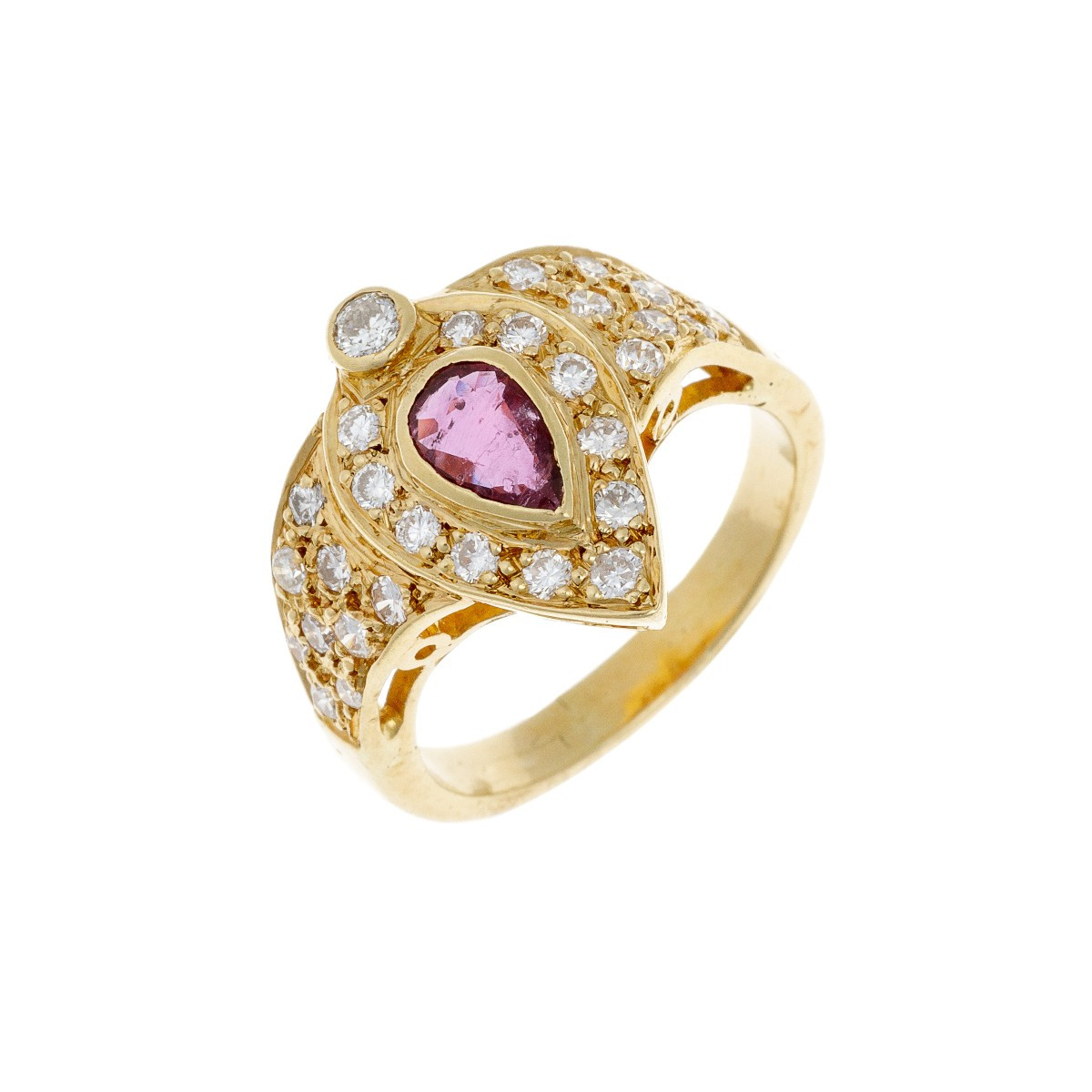 Bague en or 18k ornée de rubis et diamants
