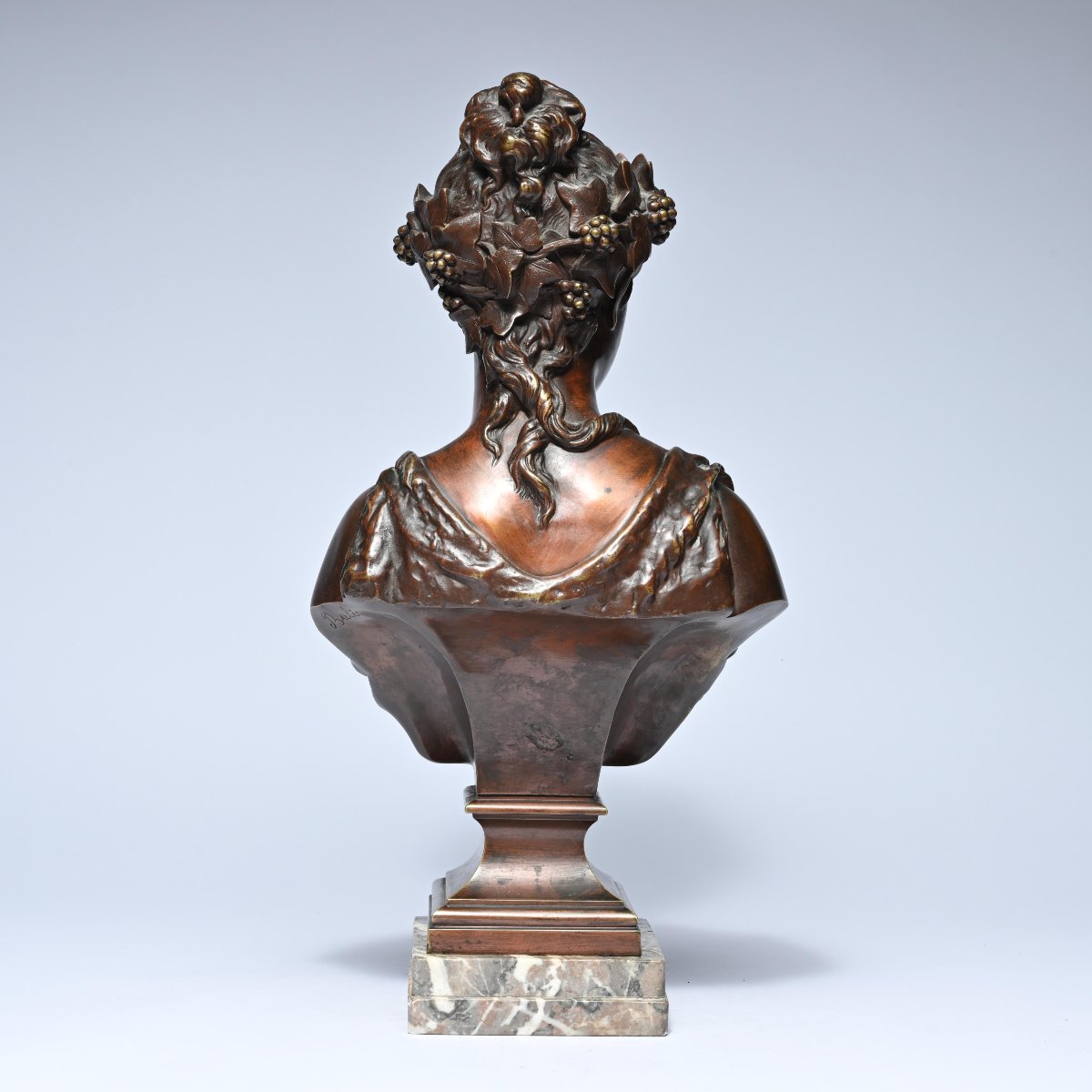 Jean Bulio (1827-1911), Bronze Bust Of A Young Woman, Signed-photo-3