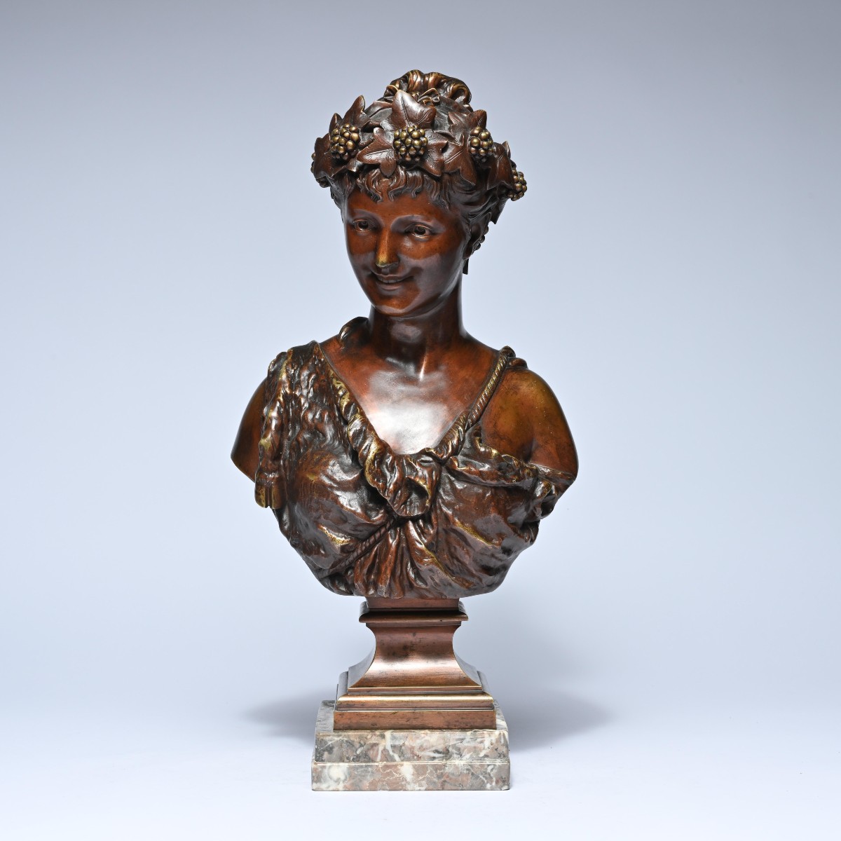 Jean Bulio (1827-1911), Bronze Bust Of A Young Woman, Signed