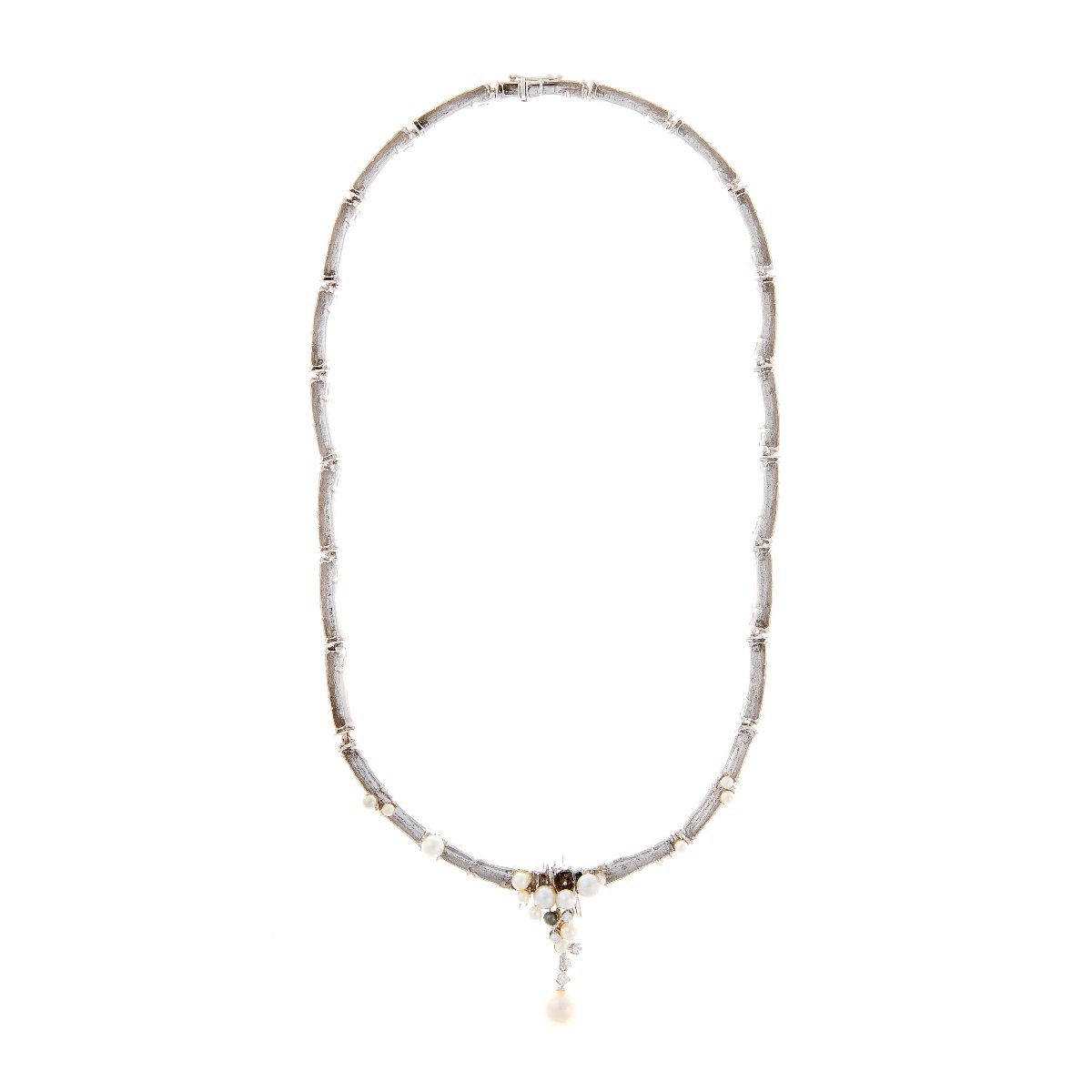 collier en or blanc 14k avec diamants-photo-2