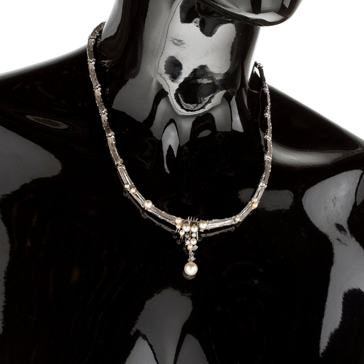 collier en or blanc 14k avec diamants-photo-4