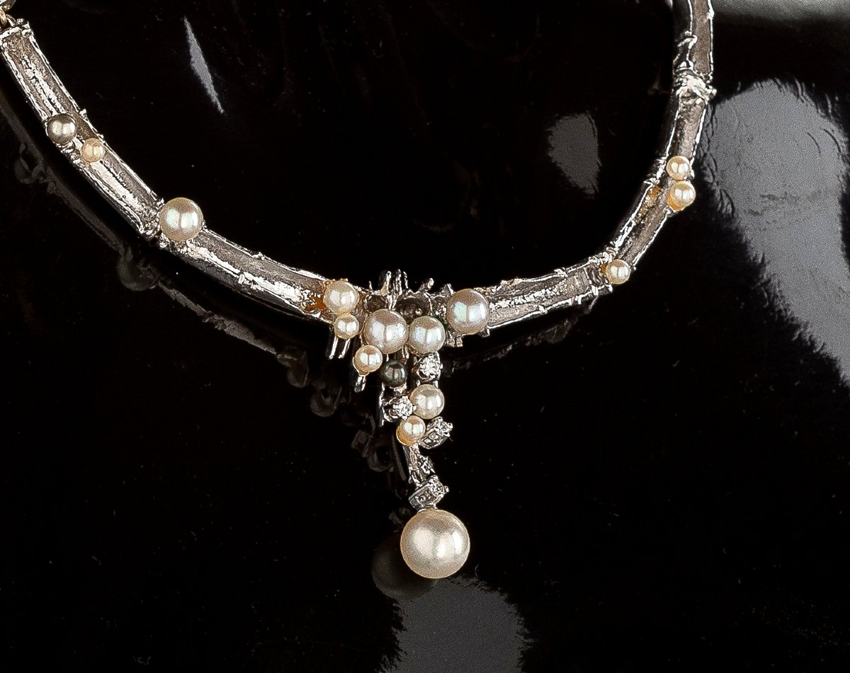 collier en or blanc 14k avec diamants-photo-3