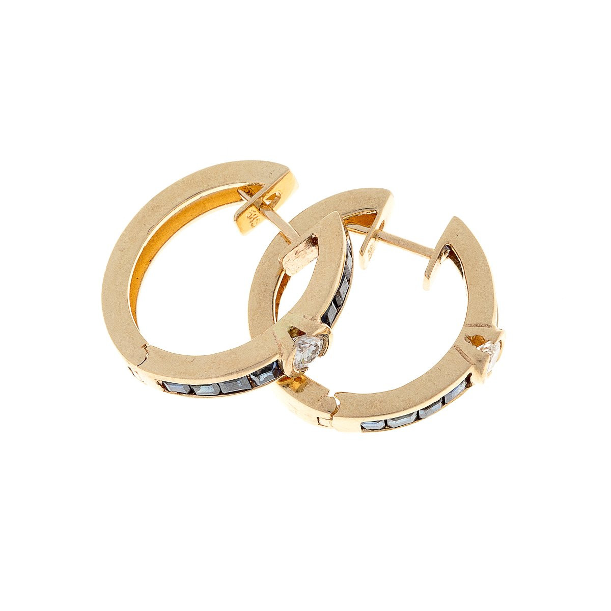 Earrings In 14k Gold With Sapphires And Diamonds-photo-3