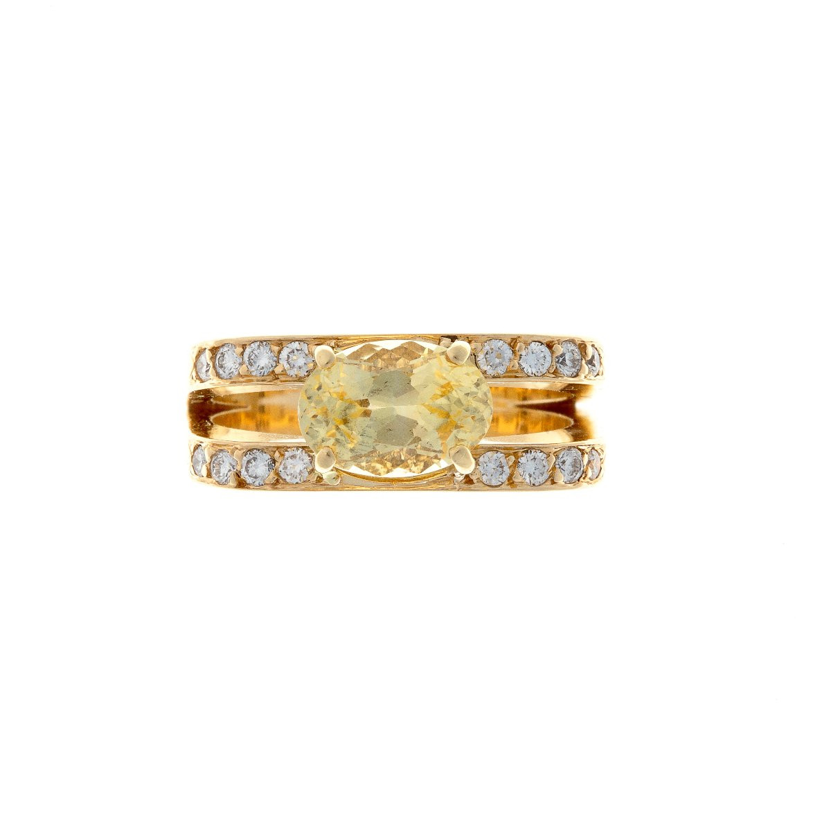 Ring In 18k Gold With Yellow Sapphire And Diamonds-photo-2