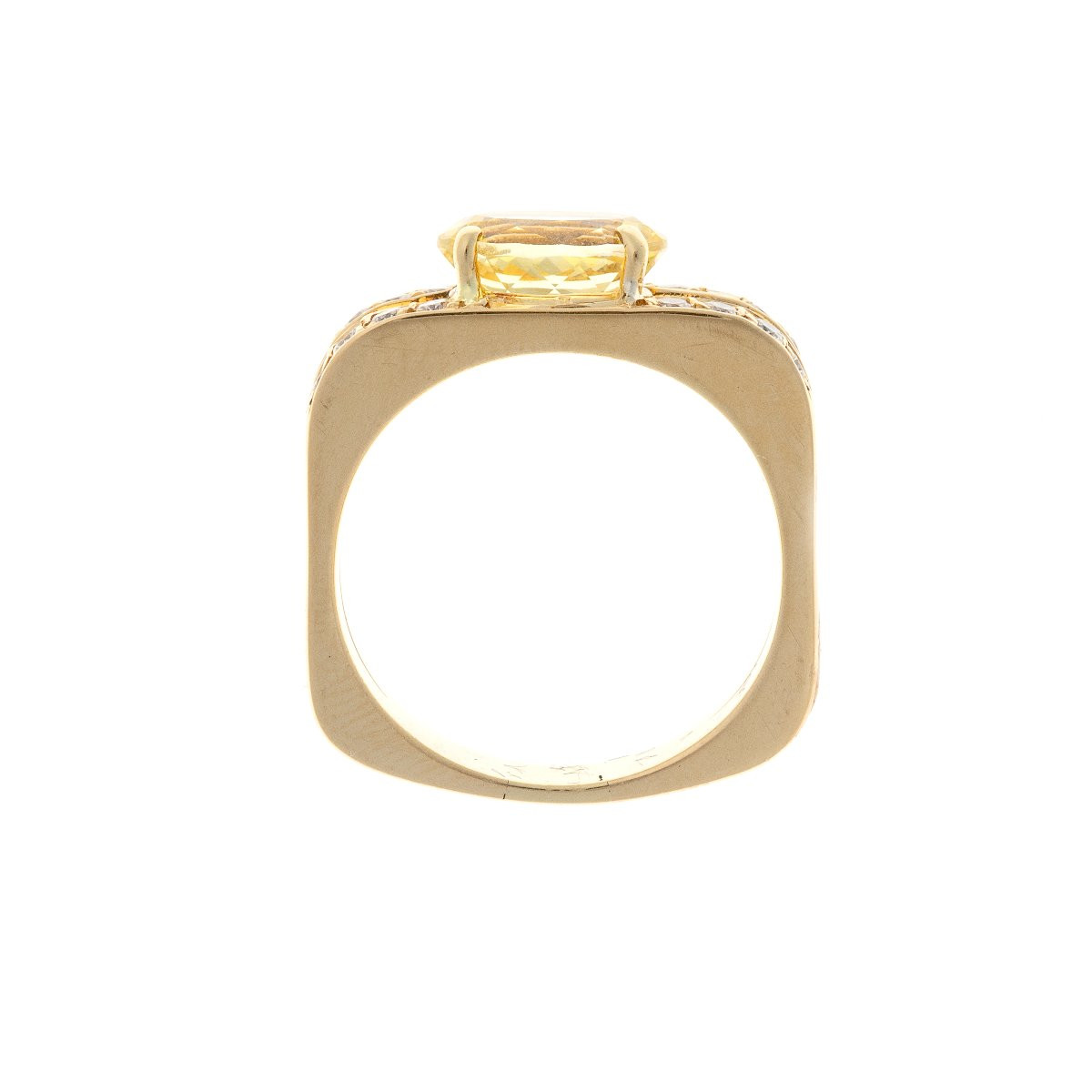 Ring In 18k Gold With Yellow Sapphire And Diamonds-photo-3