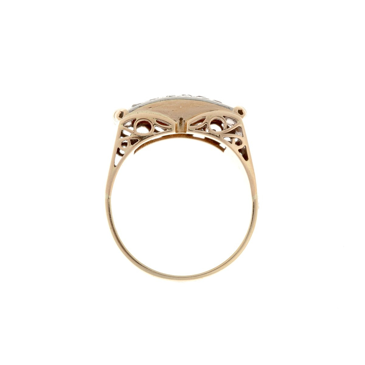 Bague Art Deco en or 14k avec rubis et diamants-photo-4