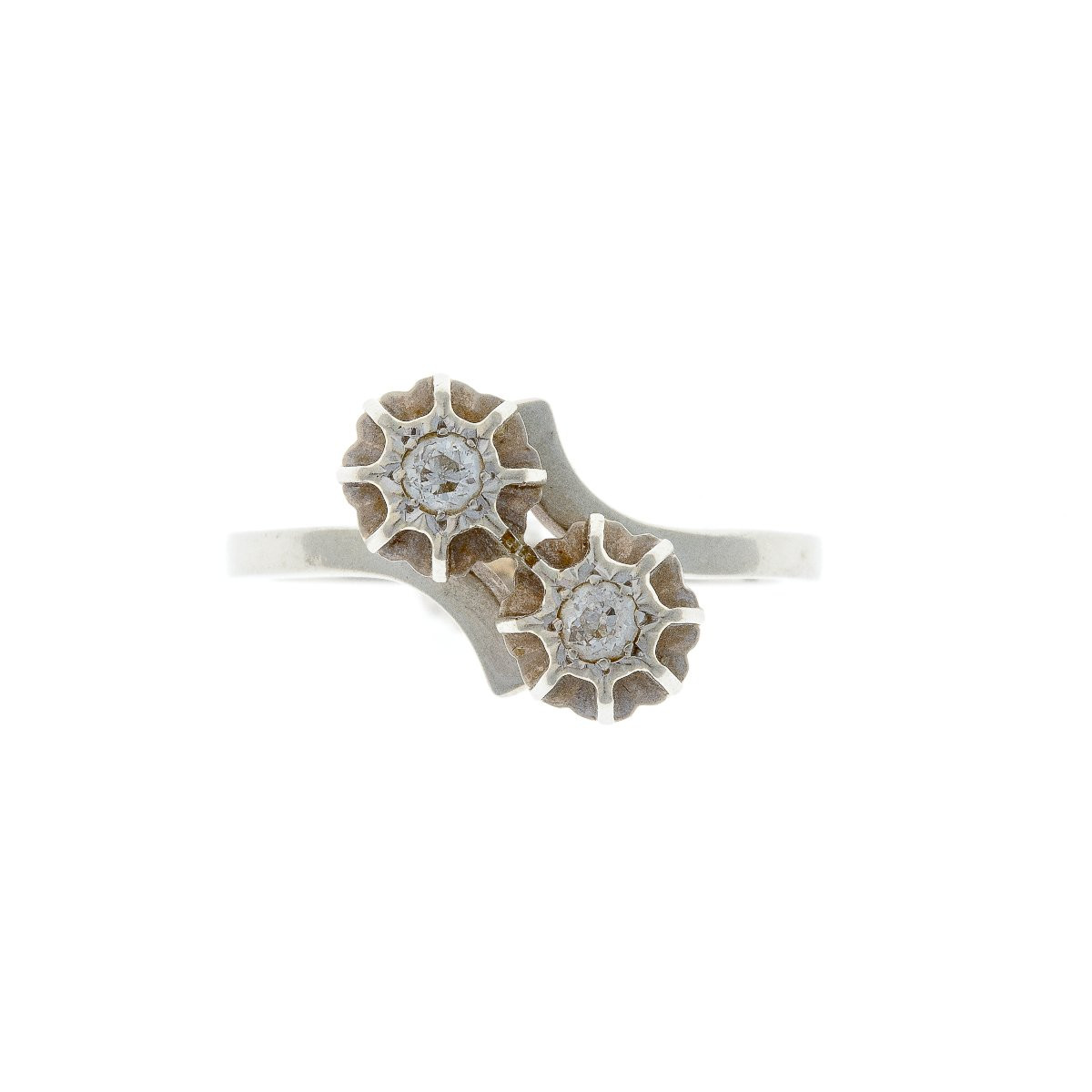 Toi & Moi Ring In 18k White Gold With Diamonds-photo-2