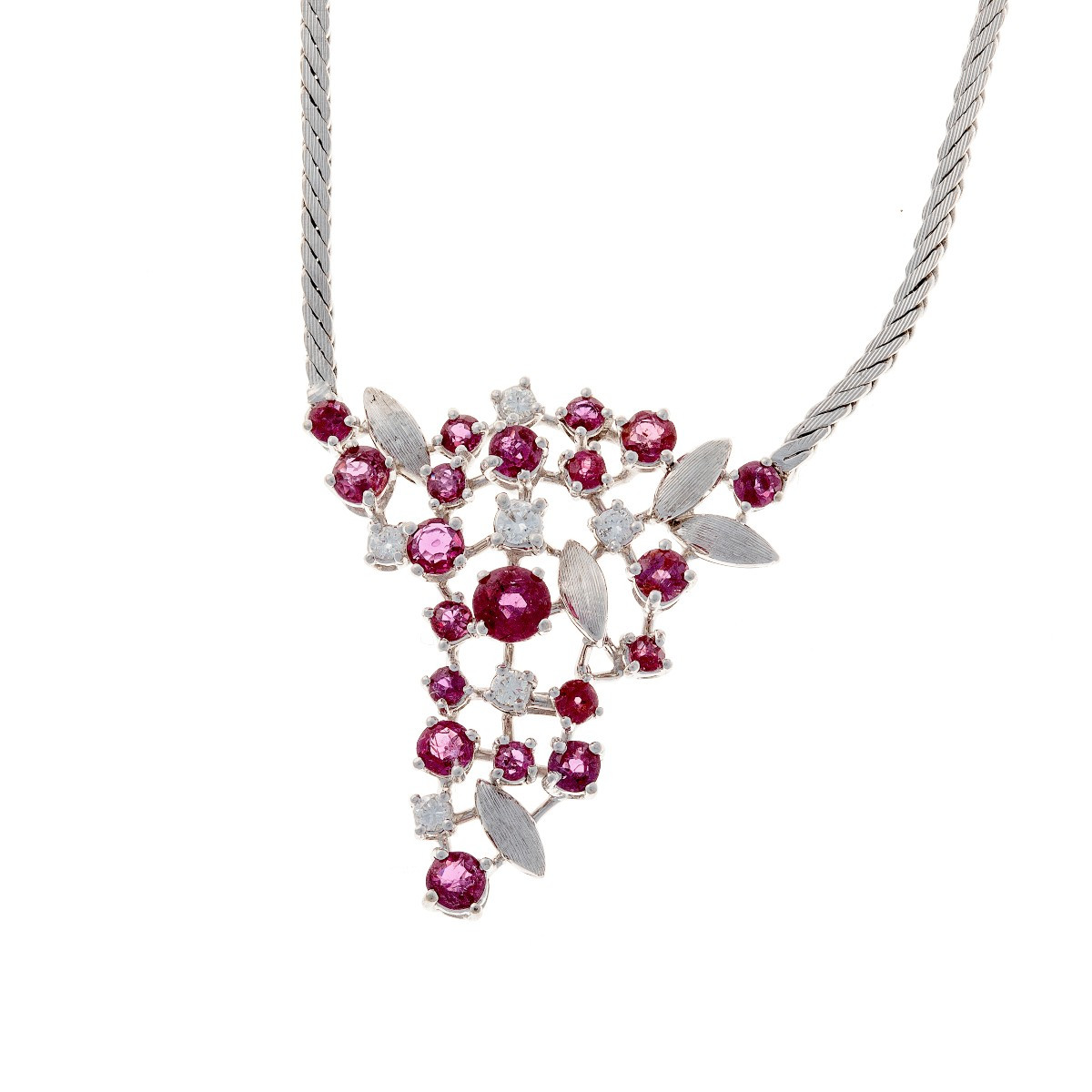 Necklace In 18k Gold With Rubies And Diamonds
