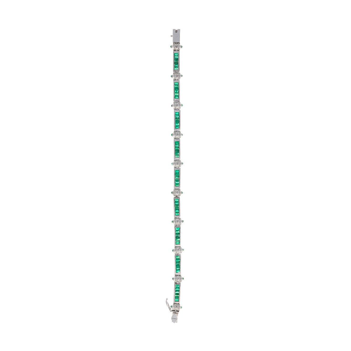 18k Gold Bracelet With Emeralds And Diamonds-photo-2