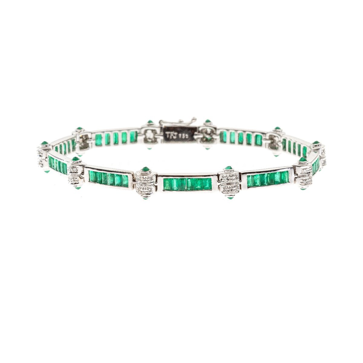 18k Gold Bracelet With Emeralds And Diamonds-photo-4