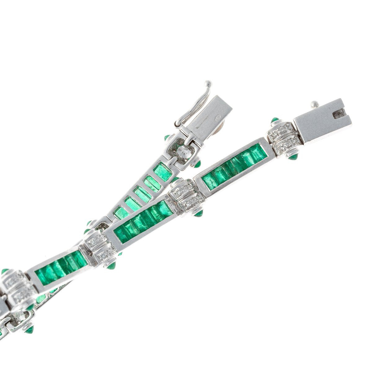 18k Gold Bracelet With Emeralds And Diamonds-photo-4