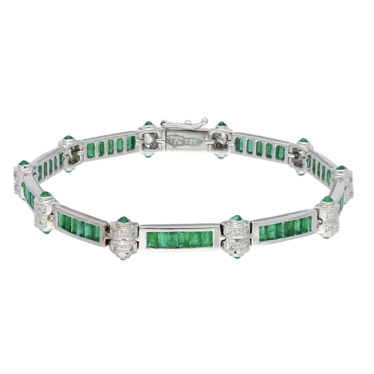 18k Gold Bracelet With Emeralds And Diamonds