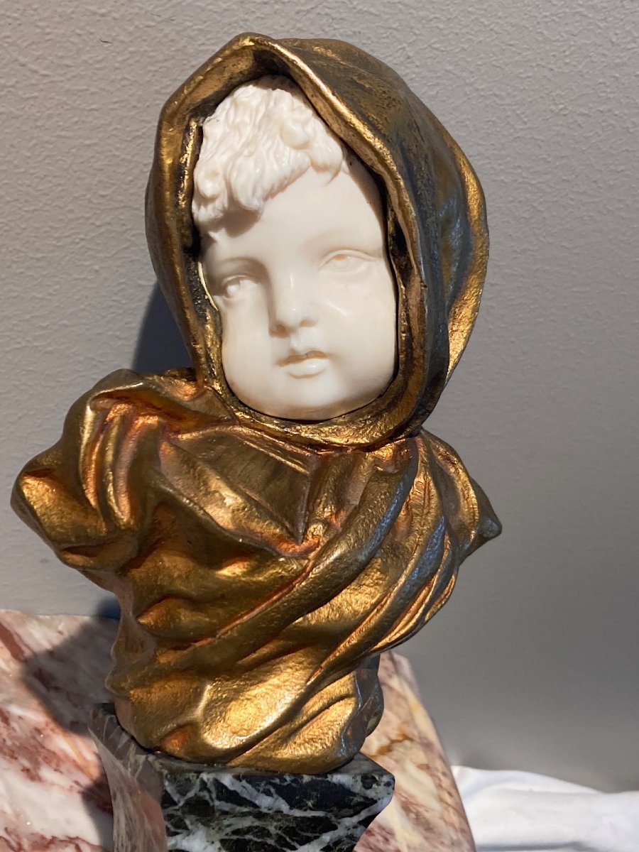 sculpture en chryselephantine d'un enfant signe G. de Thouin-photo-3