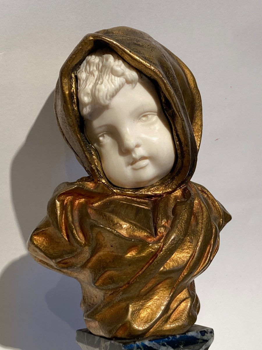 sculpture en chryselephantine d'un enfant signe G. de Thouin-photo-4