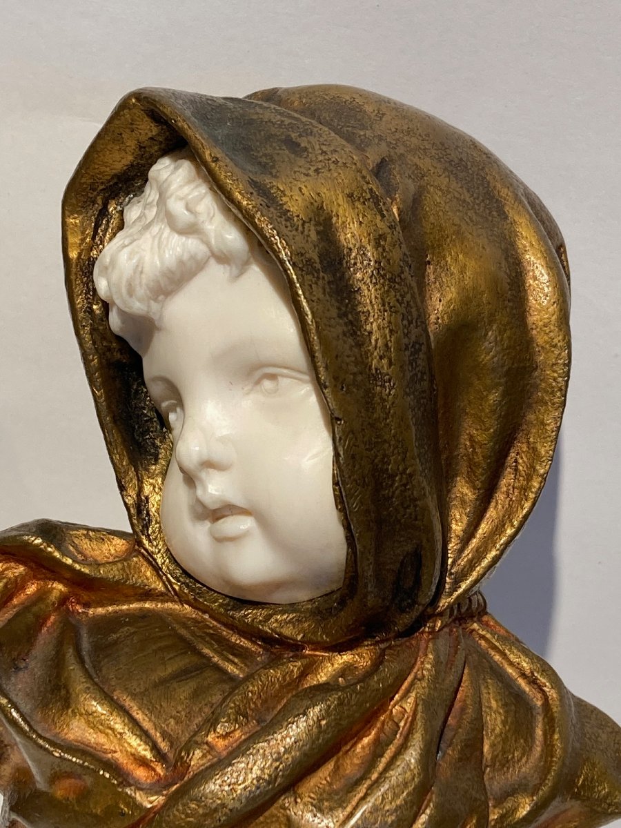 sculpture en chryselephantine d'un enfant signe G. de Thouin-photo-1
