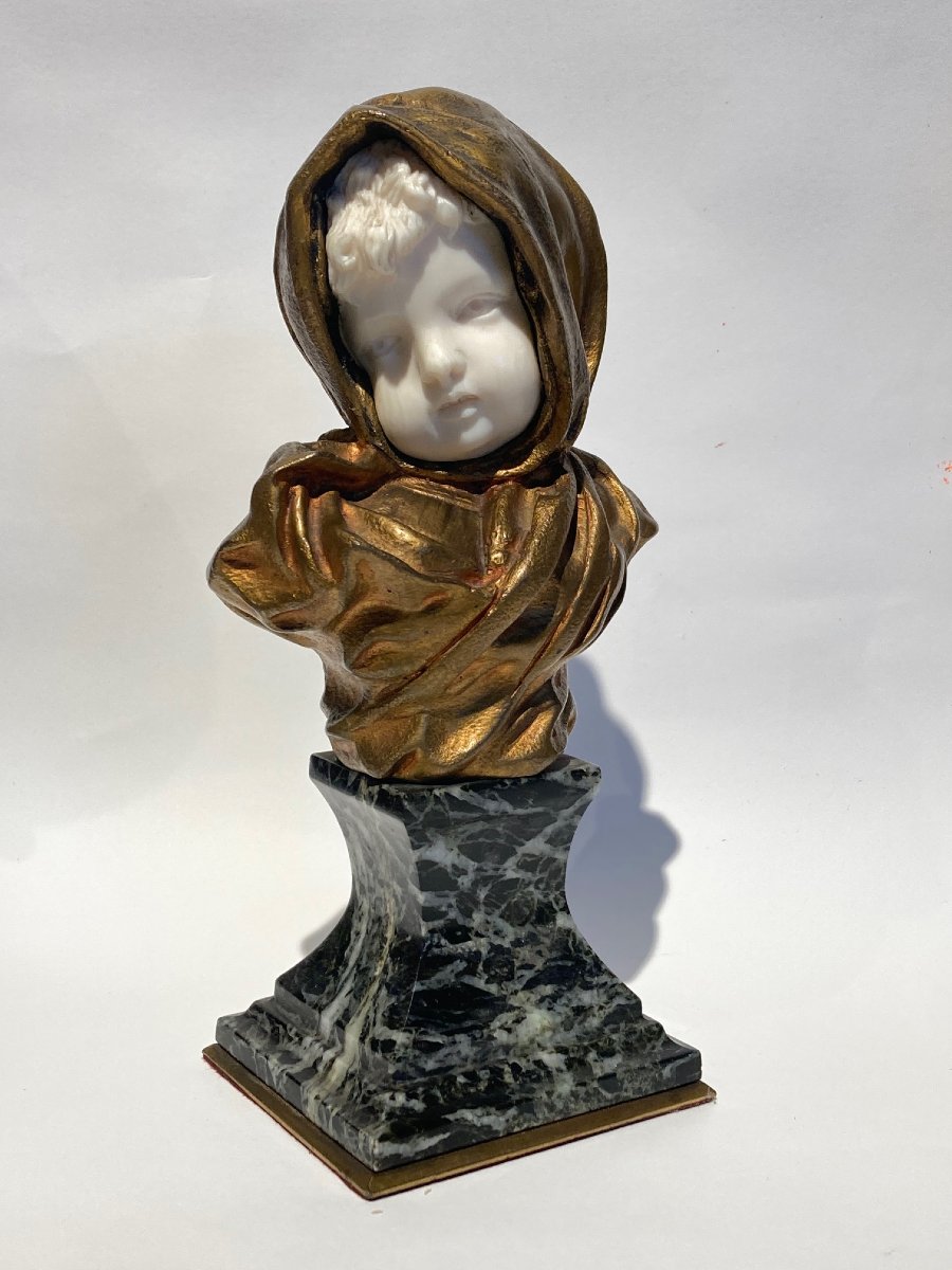 sculpture en chryselephantine d'un enfant signe G. de Thouin-photo-3