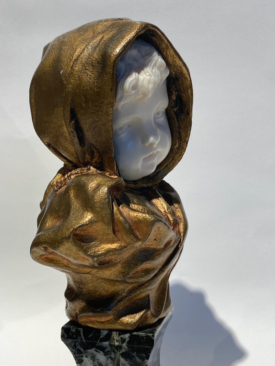 sculpture en chryselephantine d'un enfant signe G. de Thouin-photo-6