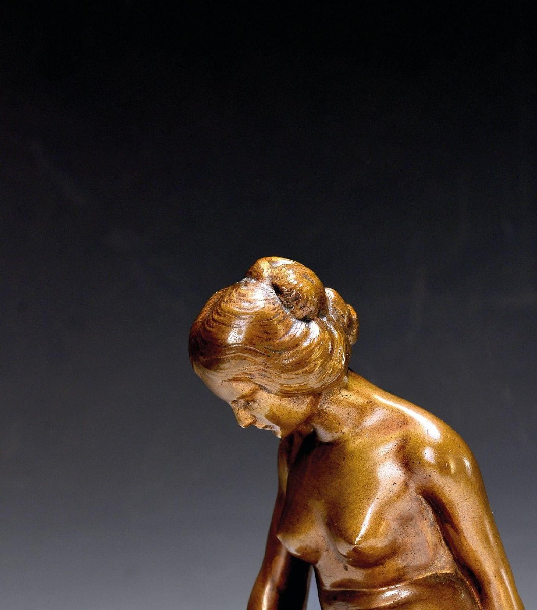 Bronze Sculpture By Otto Berger, “by The Water’s Edge,” Early 20th Century-photo-2