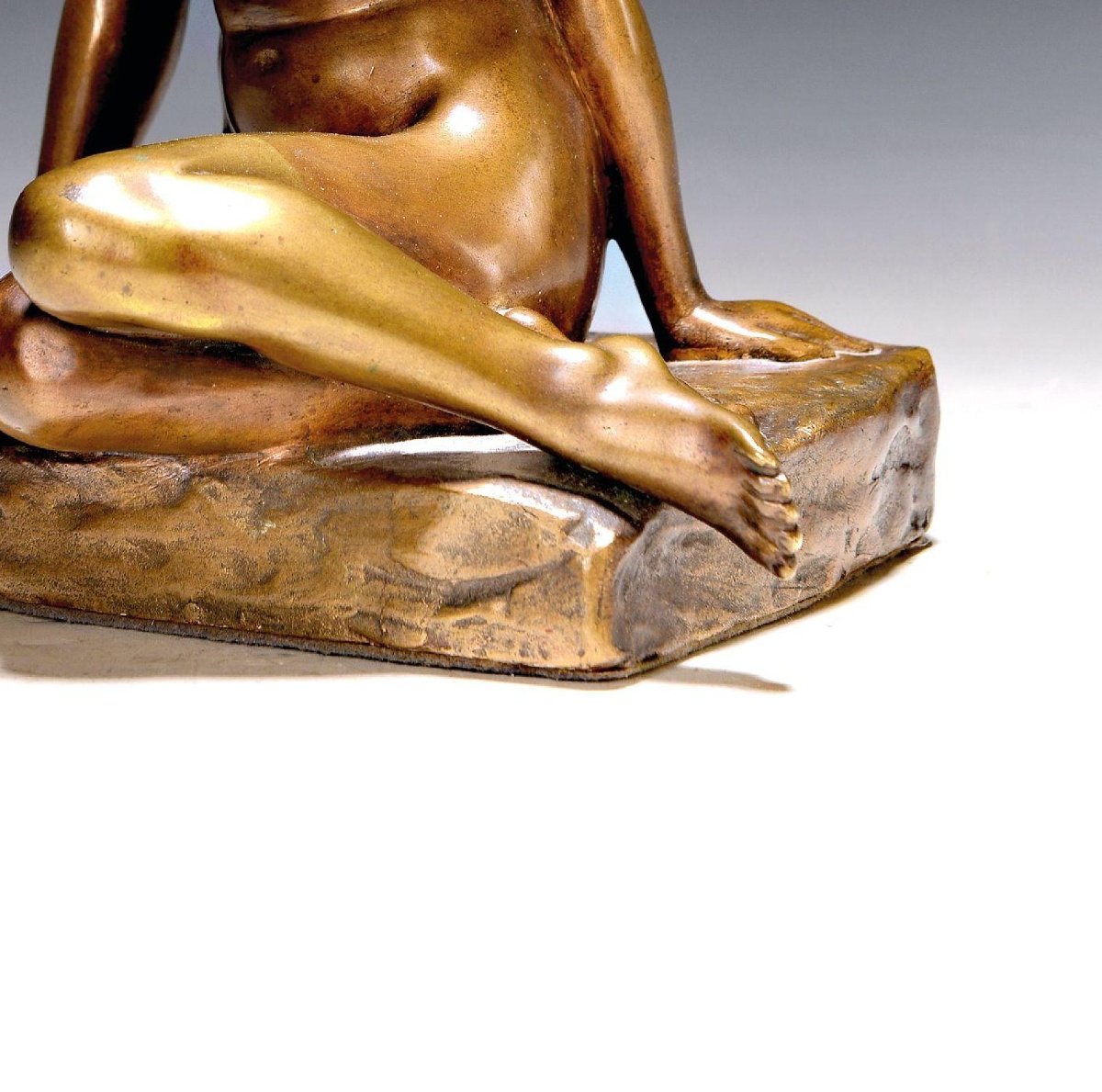 Bronze Sculpture By Otto Berger, “by The Water’s Edge,” Early 20th Century-photo-3