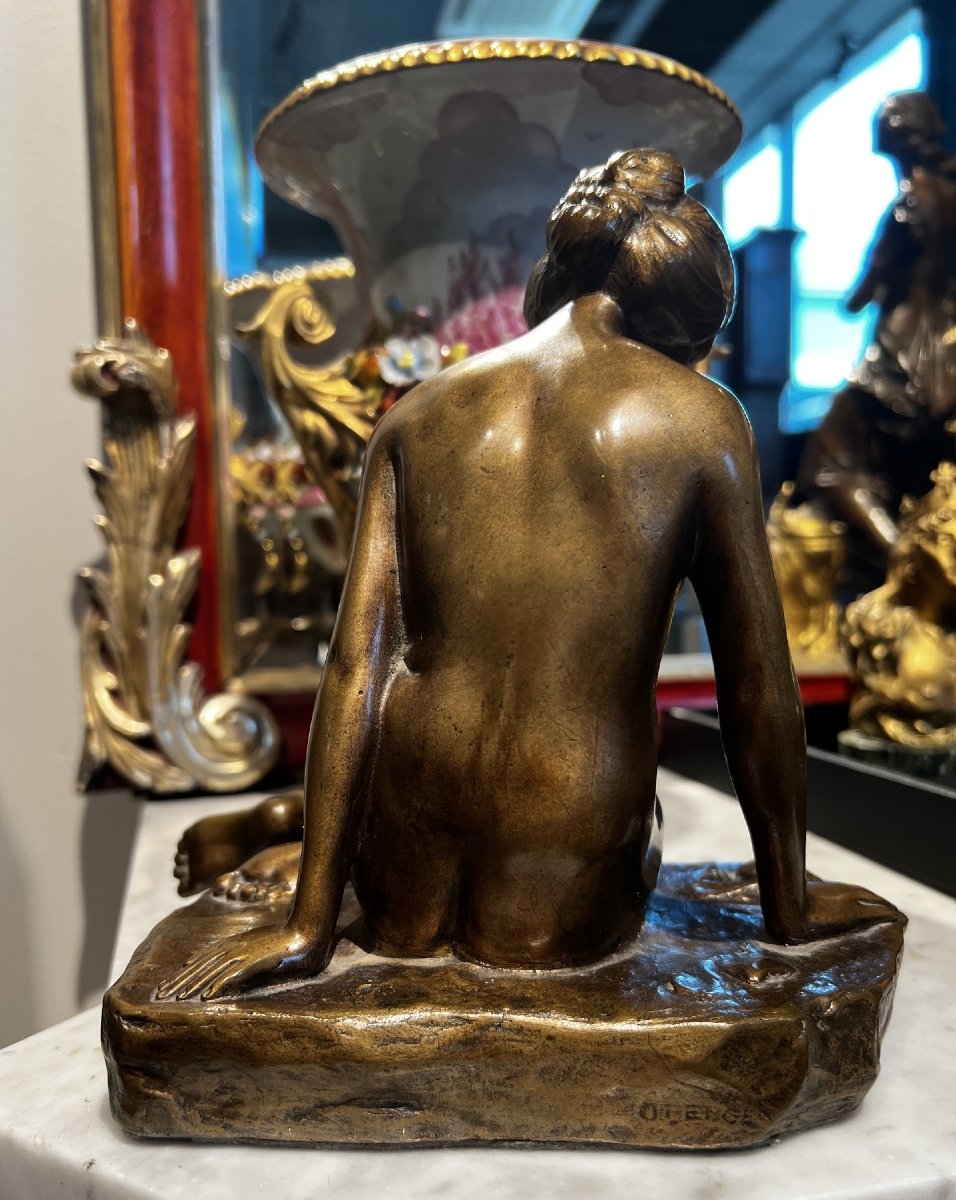 Bronze Sculpture By Otto Berger, “by The Water’s Edge,” Early 20th Century-photo-4