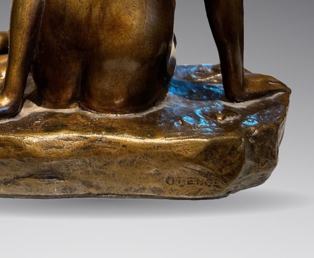 Bronze Sculpture By Otto Berger, “by The Water’s Edge,” Early 20th Century-photo-1