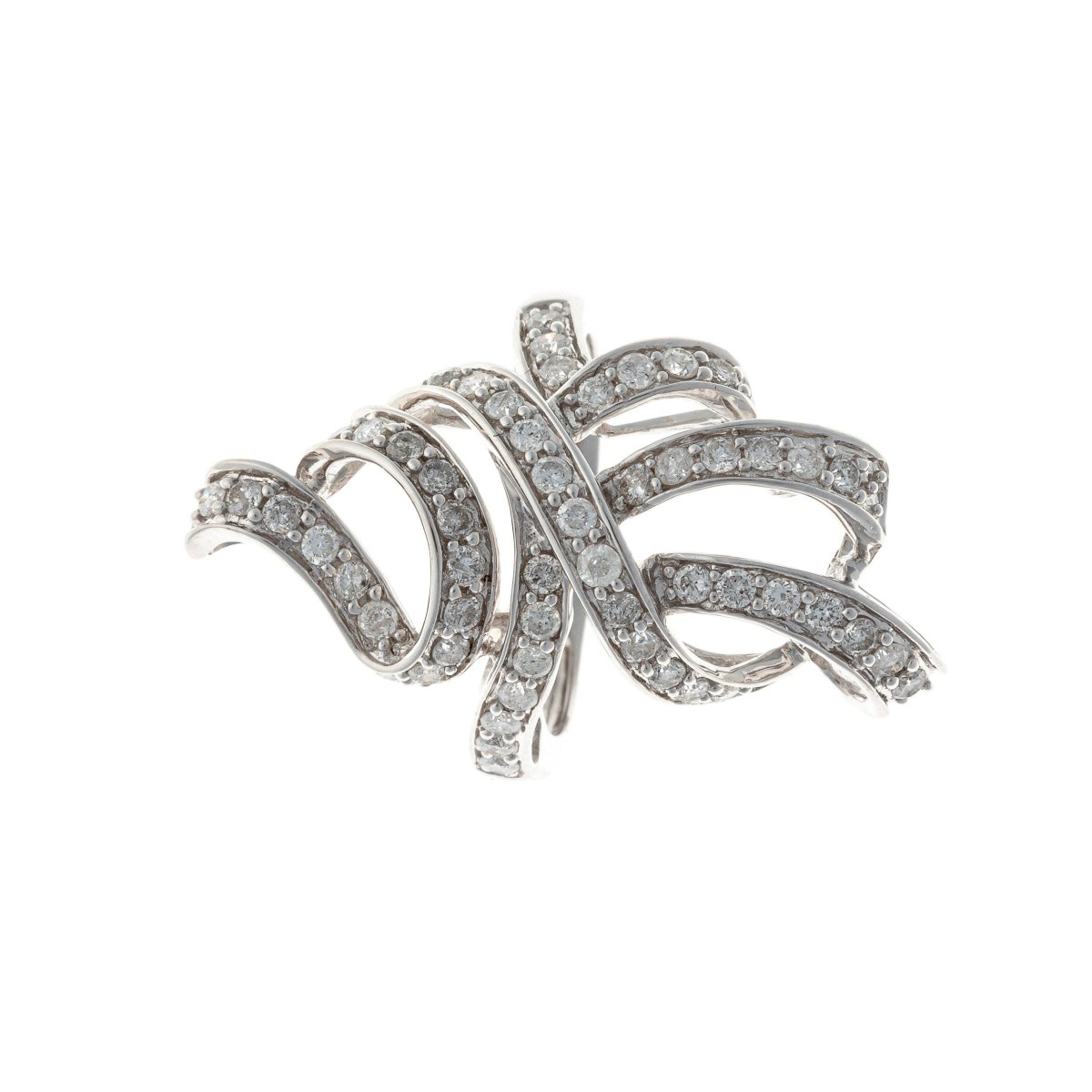 Bague en or blanc 18k sertie de diamants « Ruban », fin du XXe siècle-photo-2