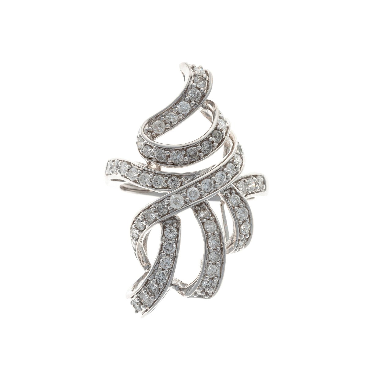 Bague en or blanc 18k sertie de diamants « Ruban », fin du XXe siècle-photo-3