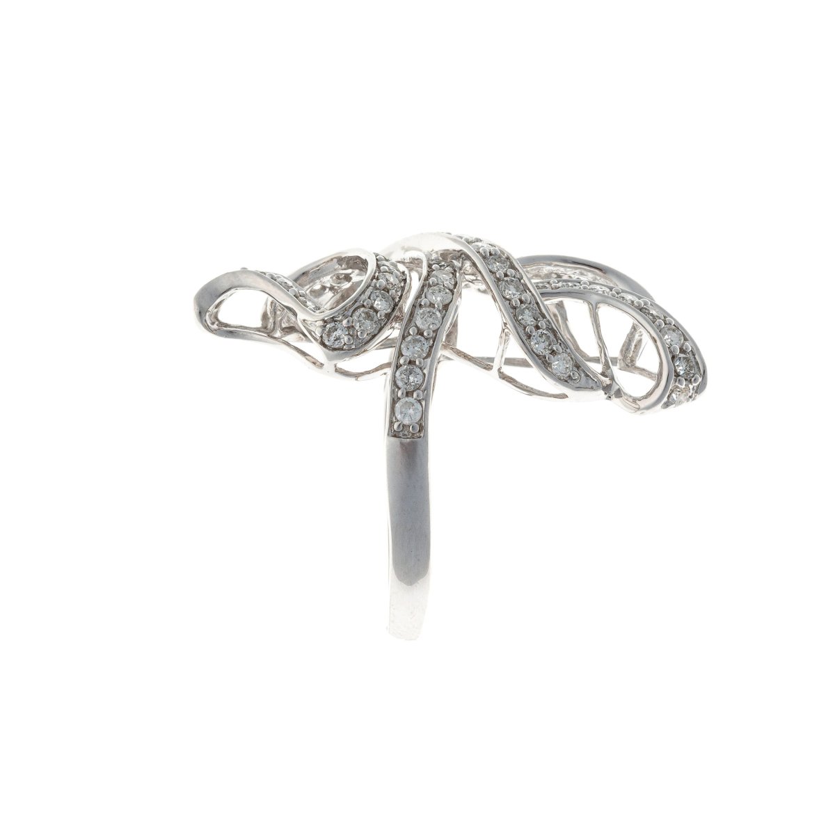 Bague en or blanc 18k sertie de diamants « Ruban », fin du XXe siècle-photo-4