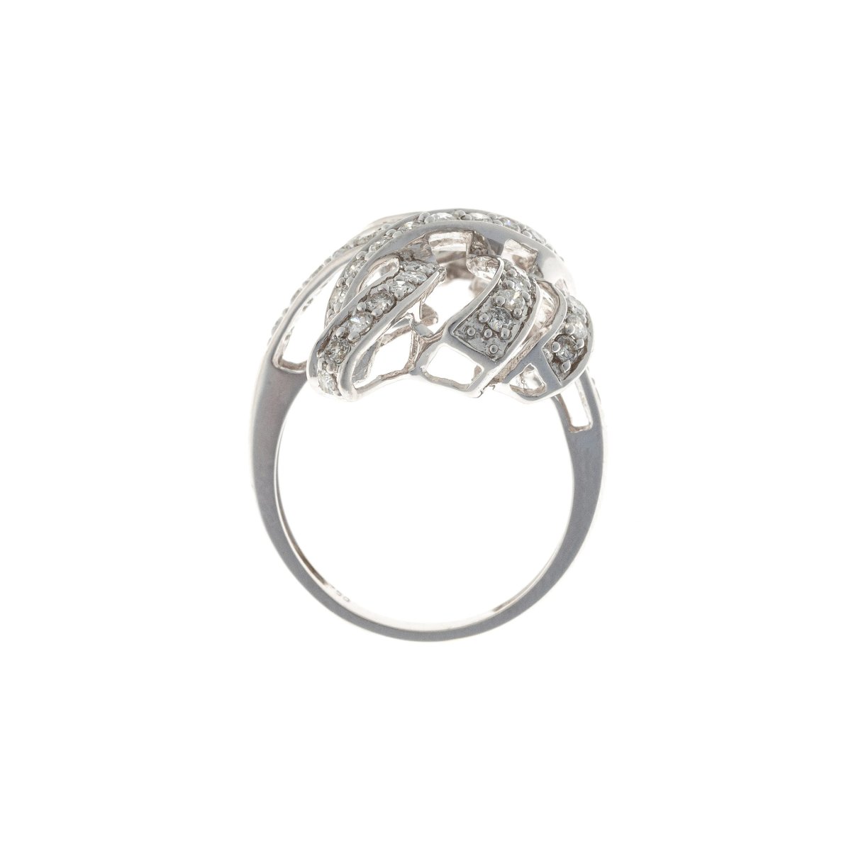 Bague en or blanc 18k sertie de diamants « Ruban », fin du XXe siècle-photo-1