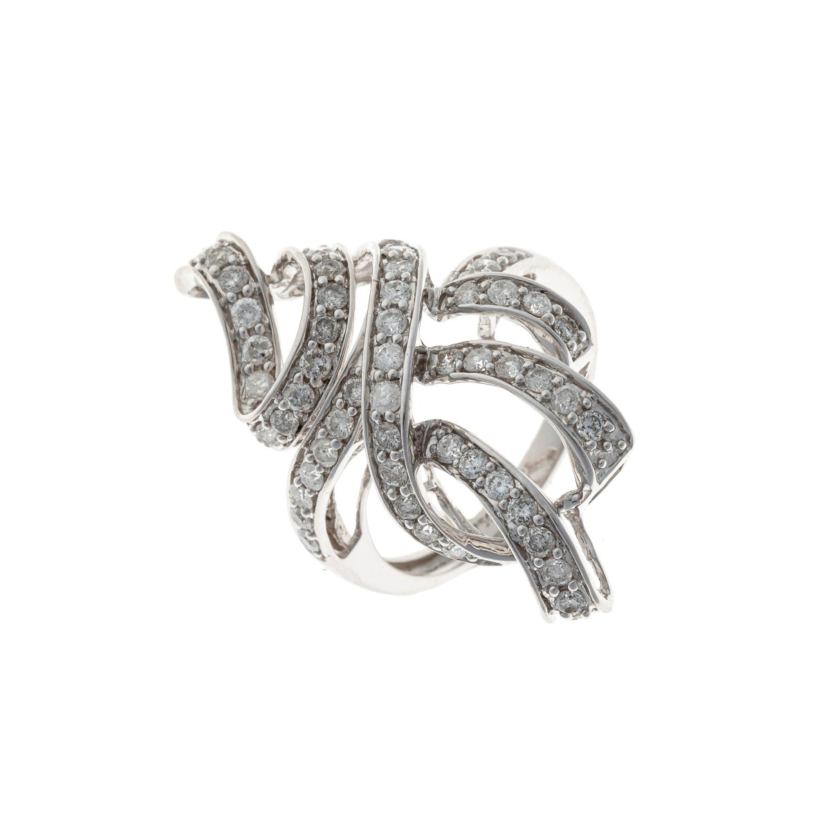 Bague en or blanc 18k sertie de diamants « Ruban », fin du XXe siècle