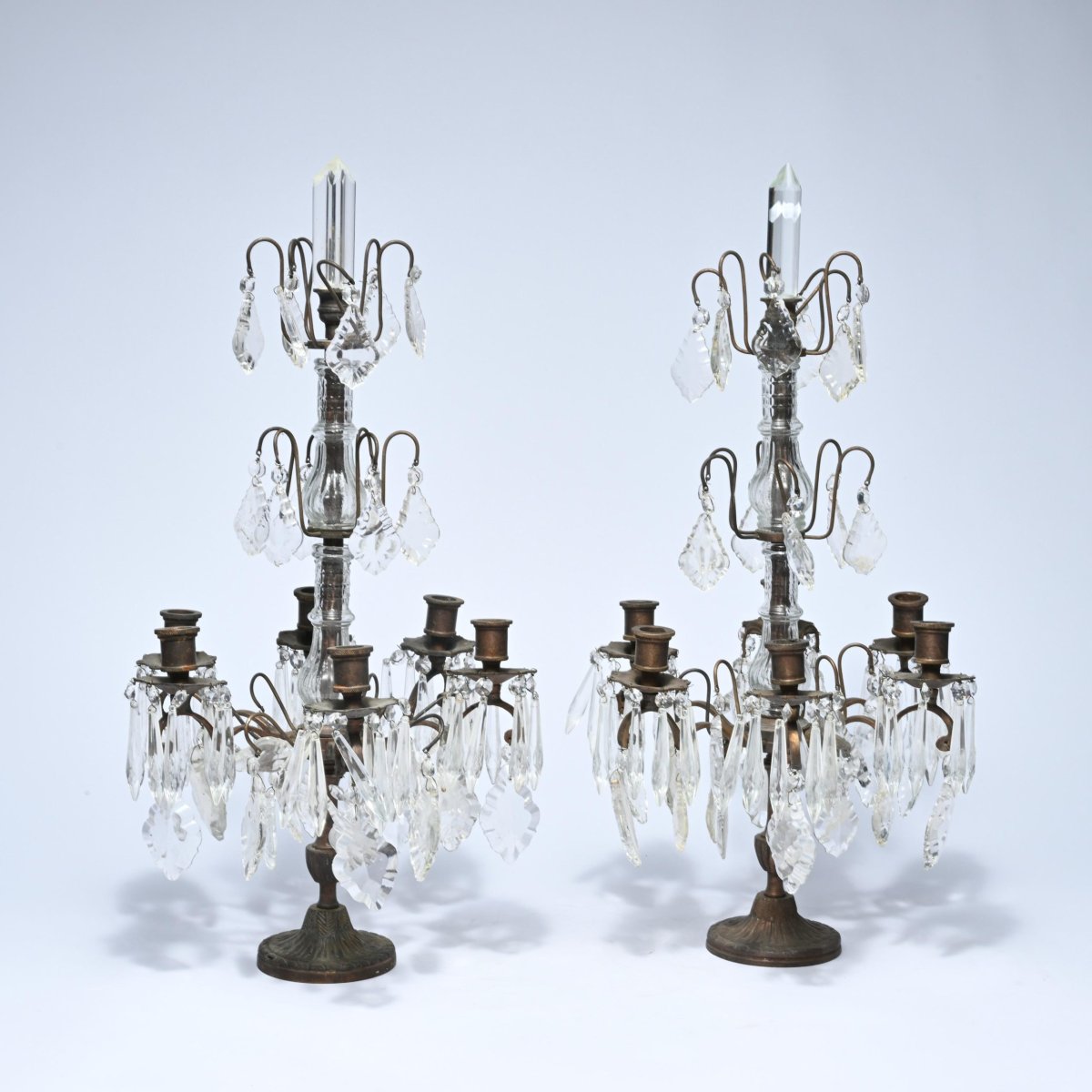 Chandeliers en bronze et cristal, 20eme-photo-3