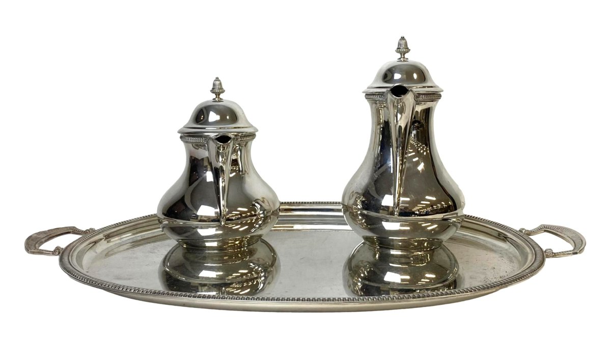 5-piece Louis XV-style Tea And Coffee Set In Silver-plated Metal By Wiskemann-photo-2