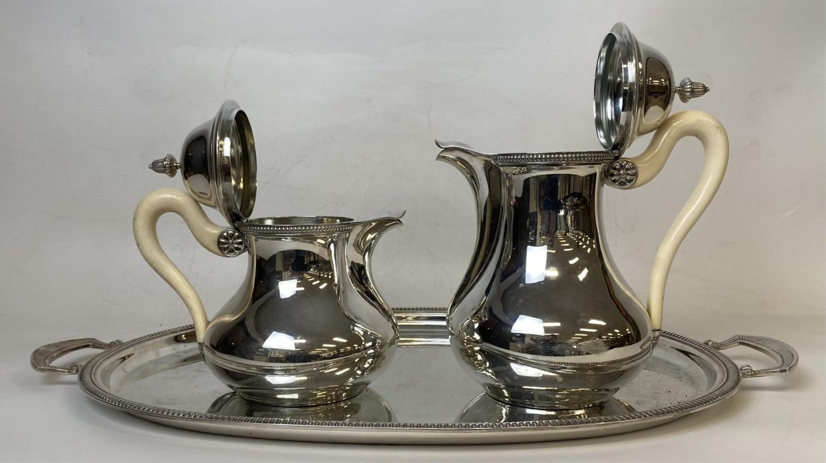 5-piece Louis XV-style Tea And Coffee Set In Silver-plated Metal By Wiskemann-photo-4