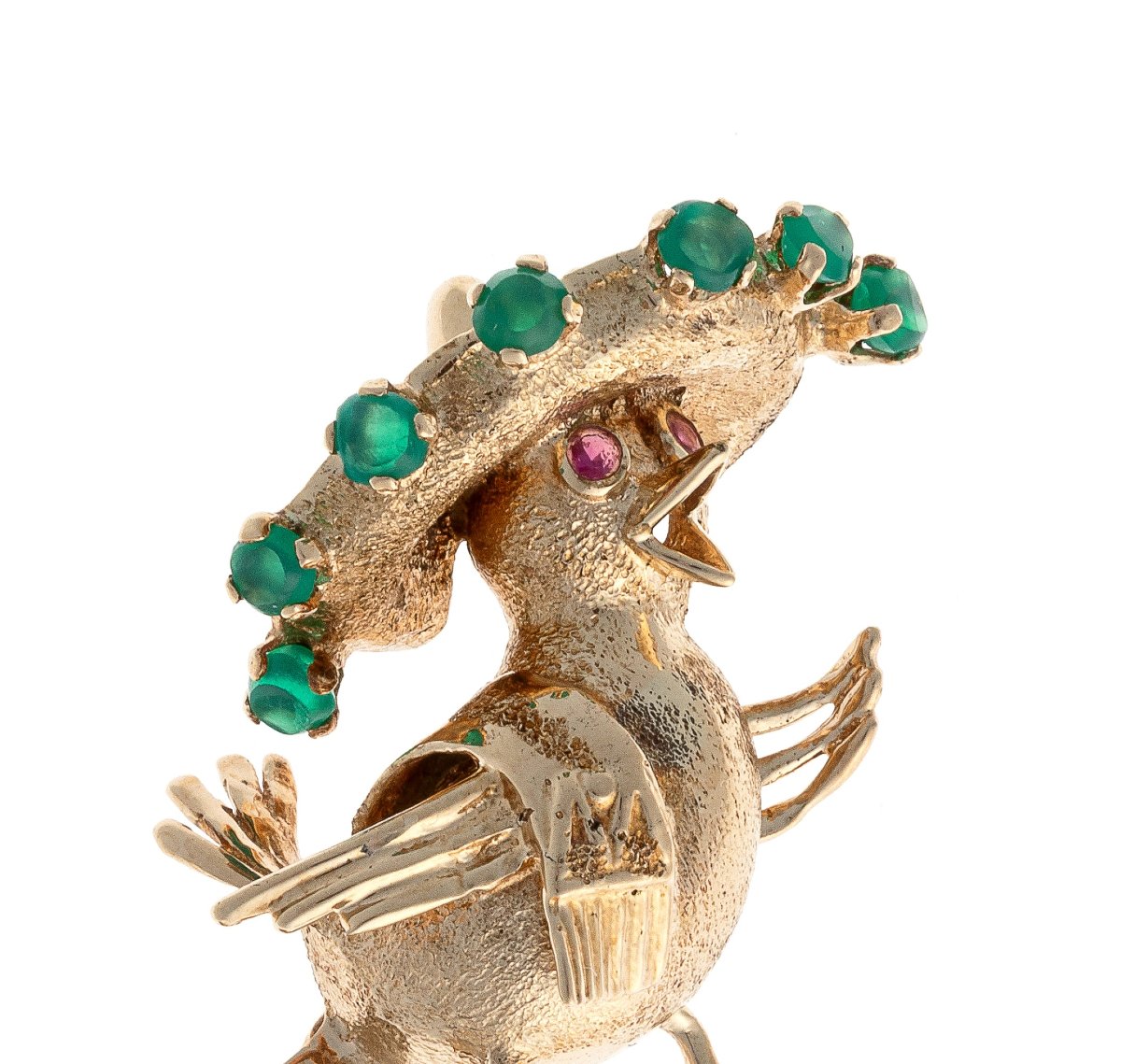 broche en or 9k sertie de rubis et calcédoine-photo-2