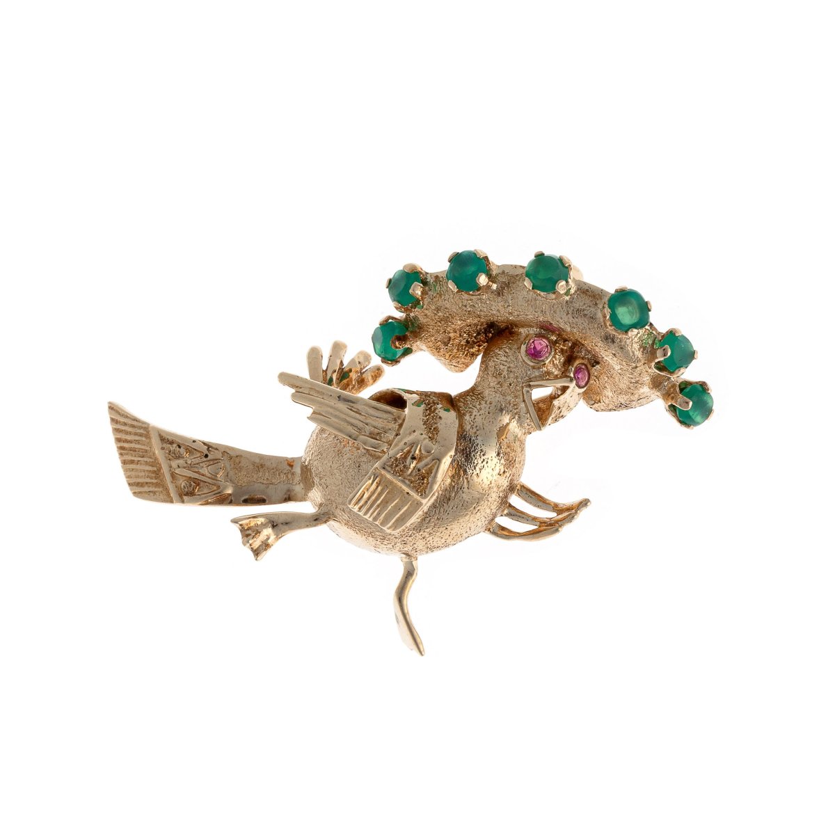 broche en or 9k sertie de rubis et calcédoine-photo-3