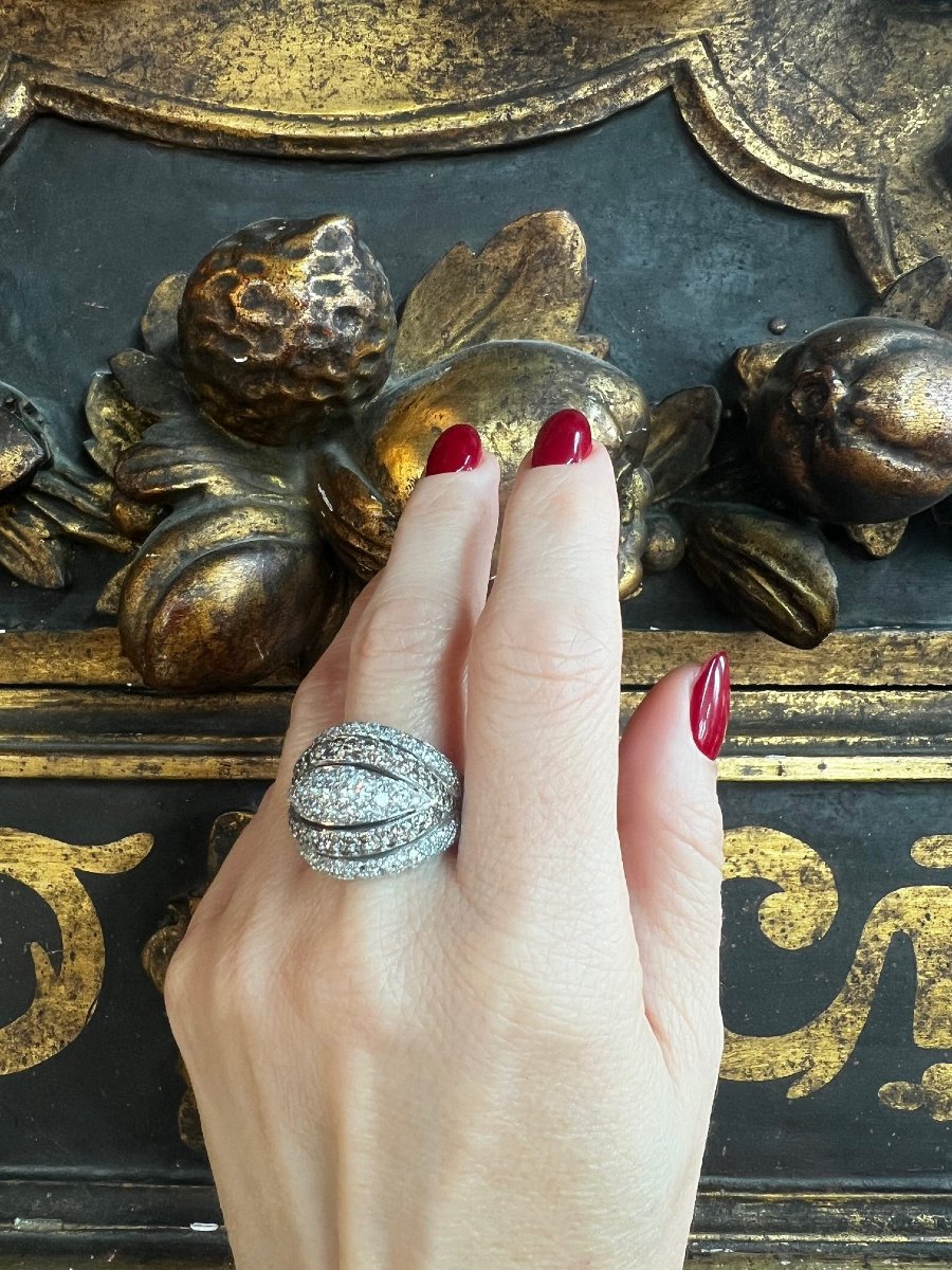 Bague en or 18k avec diamants bicolores-photo-2