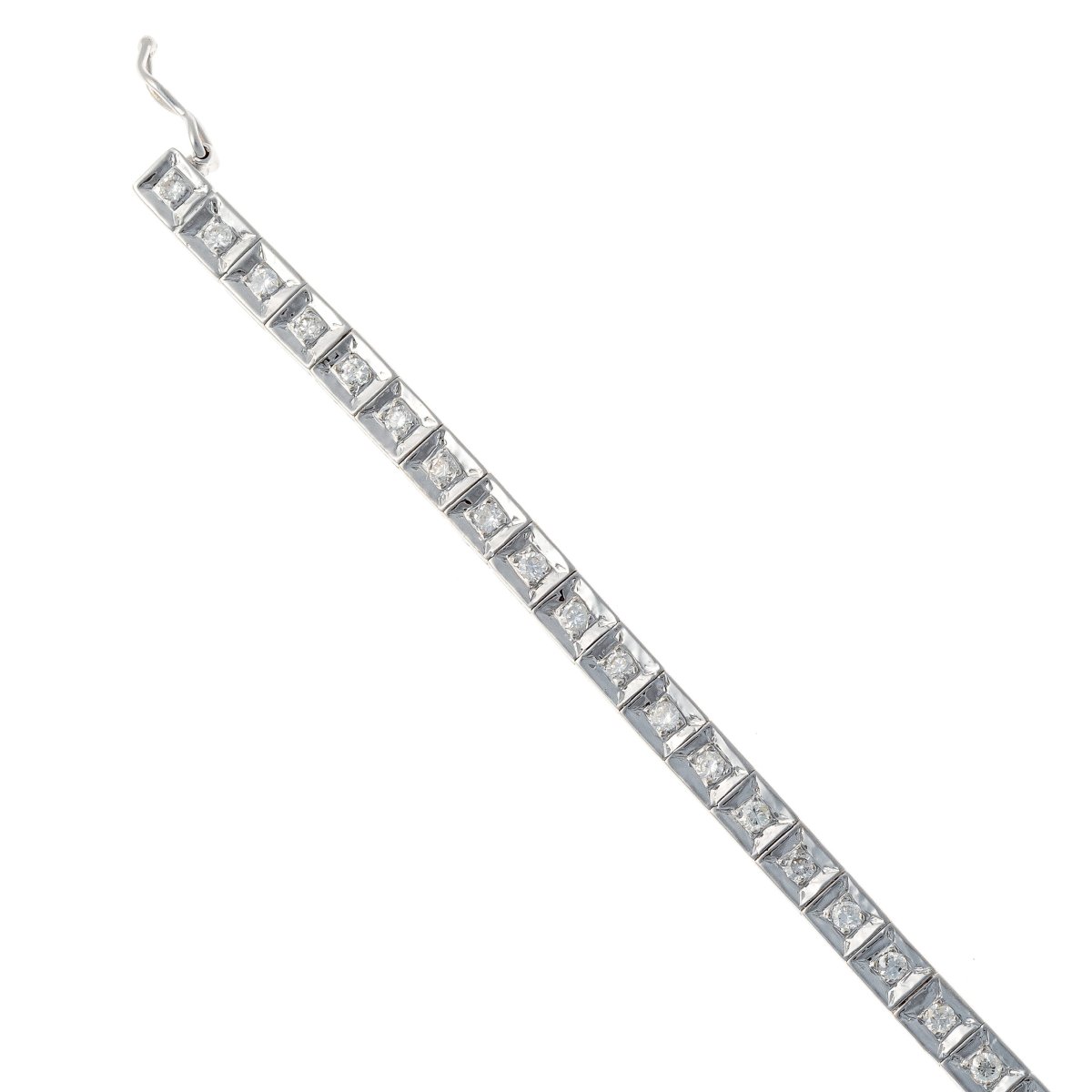 Bracelet tennis en or 14k avec diamants taille brillant 0.9 ct-photo-2