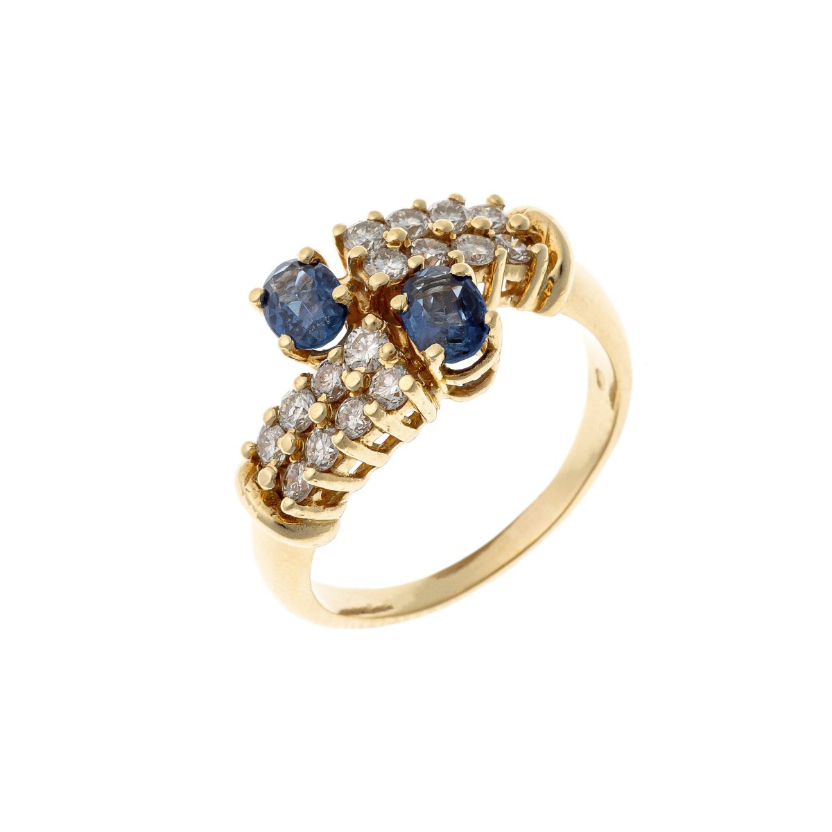 Bague en or 18k ornée de saphirs et de diamants-photo-2